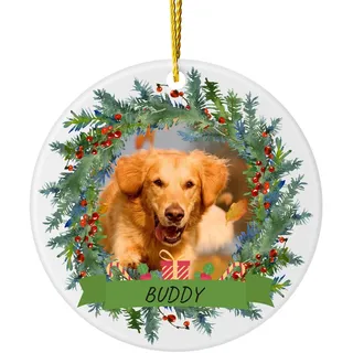 witfox Personalisierte Weihnachtskugeln mit Foto weihnachtsanhänger - Personalisierte weihnachtsbaumschmuck Paar, Familie und Freunde Rund