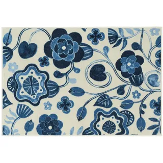 ProTuning KANTLINJE Teppich Niederflor Beige Blau/Blumenmuster 60x90 cm
