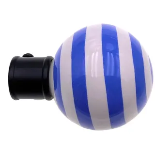 DécoProfi 2 x Endstück Keramikkugel, für Gardinenstangen 16 mm Durchmesser, blau/Weiss