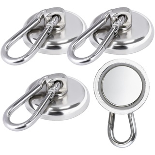 OCEUMAOA Magnethaken Extra Stark 40kg Neodym Magnete mit Haken Magnet Karabiner Sehr Stark 36mm 360°Drehen Magnete Stark Groß für Kühlschränke Küchen Garage Büro Magnetische Haken Silber 4Stück