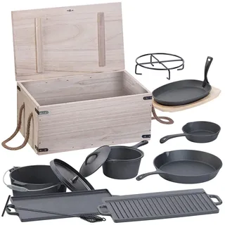 Semptec Dutch Oven Set 9-tlg. Gusseisen schwarz