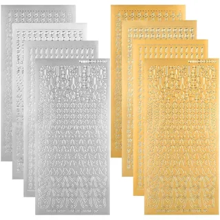 Wachsbuchstaben für Kerzen 8 Blatt Buchstaben Zahlen Aufkleber Set Gold Silber Großbuchstaben Kleinbuchstaben Zahlen Schmetterling Sticker für Taufkerze Kommunionkerze Hochzeit Kerzen Verzieren