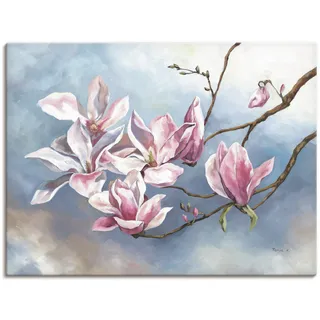 Wandbild ARTLAND "Magnolienzweig" Bilder Gr. B/H: 120 cm x 90 cm, Leinwandbild Blumen, 1 St., pink Kunstdrucke als Alubild, Outdoorbild, Leinwandbild in verschied. Größen