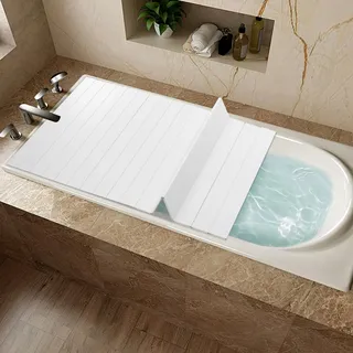 Faltbare Badewannenabdeckung, staubdichte Badewannenabdeckung, rechteckige Badewannenablage, PVC Badewannenablage isolierte Abdeckung, Staub- und wasserdicht, 170 * 70cm