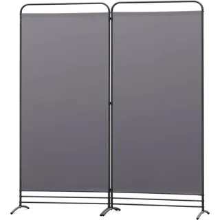 Angel Living Paravent 2 Teilig 162 x 180 cm Stoff Raumteiler Trennwand Sichtschutz Stellwand Faltbar Grau