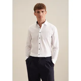 Seidensticker Businesshemd "Schwarze Rose", Herren, Gr. L (41), verlängerte Ärmellängen, weiß, 100% Baumwolle, unifarben, tailored fit, 2-Knopf-Manschette, Hemden, Shaped 1/1 Extra lang Kentkragen Uni
