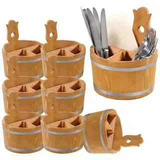 Kesper Besteckträger 8 Stück Besteckbox, 3-fach Einteilung - Kiefer - Ø 17cm, (8-tlg), praktischer Tragegriff beige