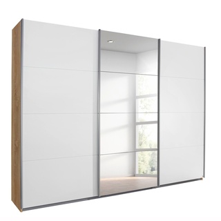 Schwebetürenschrank - weiß - Eiche Sonoma - mit Spiegel - 271x210 cm