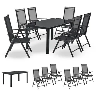 Juskys Aluminium Gartengarnitur Milano Gartenmöbel Set mit Tisch und 6 Stühlen Dunkel-Grau
