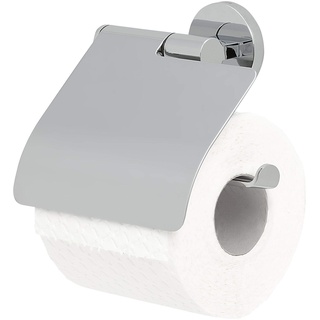 Tiger Noon Toilettenpapierhalter mit Deckel, schwenkbarer Toilettenrollenhalter, Edelstahl verchromt, BxHxT: 13,2 x 13,5 x 4,1 cm