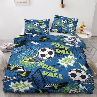GEDAEUBA Bettwäsche 135x200 Fußball - Jungen Bettbezug 2er Set, Wendebettwäsche und Kissenbezug 80x80, Weiche & Angenehme & Atmungsaktive Mikrofaser Bettwäsche-Sets mit Reißverschluss