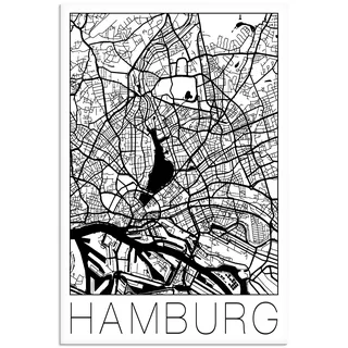 Wandbild »Retro Karte Hamburg Deutschland«, Deutschland, (1 St.), als Leinwandbild, Poster in verschied. Größen, 73054532-0 schwarz B/H: 40 cm x 60 cm