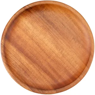 Decorasian 2 Stück Holzteller rund – Großer Akazienholz Teller, feines Holzgeschirr – Flacher Platzteller aus Holz, ideal als Dekoteller und zum Servieren - Natur 20cm