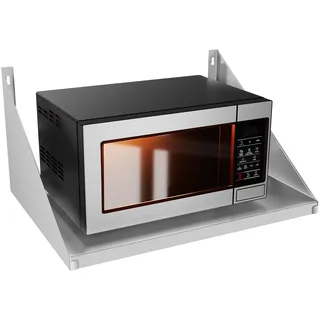 TAIMIKO Mikrowellen-Regal aus Edelstahl, robustes Metall-Wandregal mit Seitenschutz, kommerzielle Wandhalterung, schwebendes Regal für Restaurant, Küche, Bar, Zuhause und Hotel, 63 x 48 cm, maximale