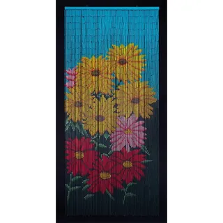 CONACORD Decona Türvorhang Flowers Raumteiler Bambusvorhang Fliegenvorhang Vorhang Bambus Dekovorhang Urlaub