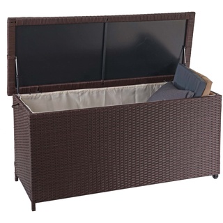 Poly-Rattan Kissenbox MCW-D88, Gartentruhe Auflagenbox Truhe ~ Premium braun, 63x135x52cm 320l