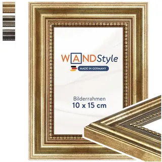 WANDStyle Einzelrahmen H450, Goldener Bilderrahmen 10x15 Holz, Vintage Bilderrahmen Gold 10x15 cm goldfarben