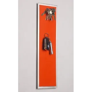 FLUX-objects Magnet-Schlüsselbrett aus Edelstahl (42 x 12 cm) mit Filz in orange – statt Schlüsselkasten