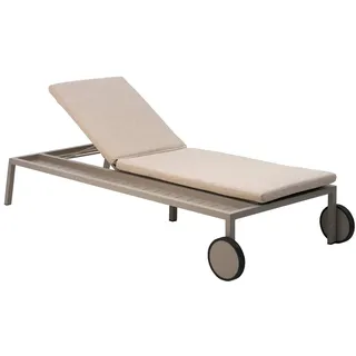 Sonnenliege Samvaro Khaki/Sand - mit integrierter Ablage aus Aluminium & Olefin