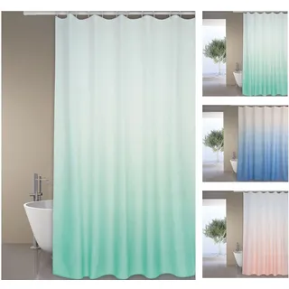 MSV Premium Anti-Schimmel Textil Duschvorhang - Anti-Bakteriell, waschbar, 100% wasserdicht, mit 12 Duschvorhangringen - Polyester, „Sugar“ Rosa 180x200cm