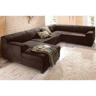 Home Affaire Wohnlandschaft HOME AFFAIRE "Falk klare Linien, zeitlos und komfortabel, U-Form", braun (mocca), B:320cm H:77cm T:90cm, Luxus-Microfaser (100% Polyester);Microfaser PRIMABELLE (100% Polyester);Microfaser in Antiklederoptik (100% Polyester), Sofas, 
