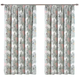 heimtexland Verdunkelungsvorhang Kinderzimmer Deko Gardine Thermo Vorhang Kinder (2 St), Kräuselband, verdunkelnd, Mikrofaser, 2er Pack Bandschals Kindergardine blickdicht Dschungel-Motiv bunt 135 cm x 145 cm