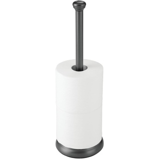 mDesign Toilettenpapierhalter freistehend – klassischer Papierrollenhalter fürs Badezimmer – Klopapierhalter mit Halterung für 3 Reserverollen – grau