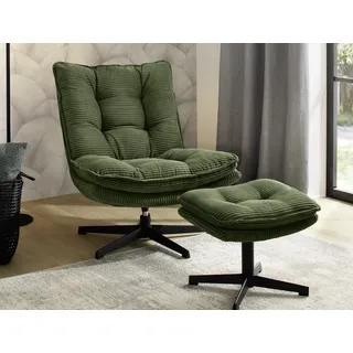 Pro Com Relaxsessel KASPER Cord 76 x 47 x 0 cm Grün mit Hocker