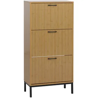 Mendler Schuhkipper 125 x 60 x 25 cm beige / Bambus-Optik