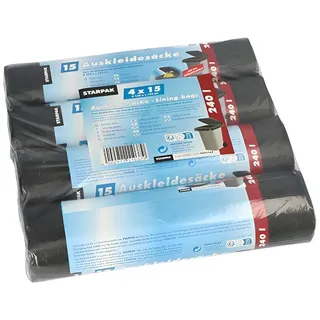 Papstar 240 Auskleidesäcke für Mülltonnen 240 l 135 cm x 120 cm schwarz