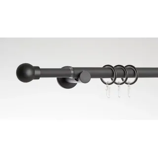 Liedeco Gardinenstange Stilgarnitur "Kugel" ausziehbar 16/19 mm, Ø 19 mm, 1-läufig, ausziehbar, mit Bohren, verschraubt, Eisen, teleskopisch ausziehbar grau Ø 19 mm x 120 cm - 210 cm