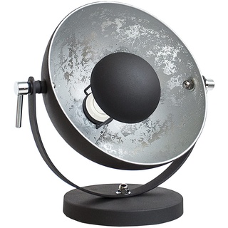 Moderne Tischlampe STUDIO 40 cm schwarz silber E27 Lampe mit Blattsilber Tischleuchte Wohnzimmerlampe