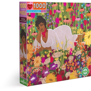 eeBoo Mikai 1000 Teile Woman in Blumen-Puzzle Erwachsene aus recyceltem Karton-PZTWFL