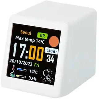 Intelligente Mini Wetterstation Mit Wlan, Digitaler Tischuhr Und Ips Lcd Bildschirm, Ein Praktisches Dekorationsobjekt (weiß)