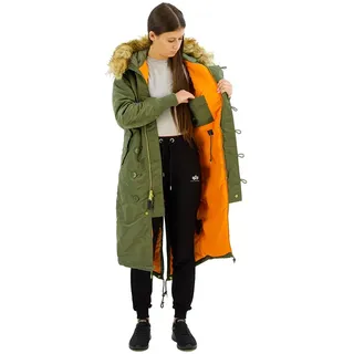 Alpha Industries Long Fishtail Jacke - Sage Green - L
