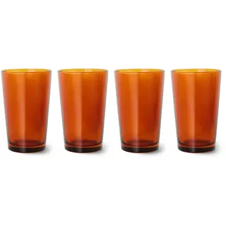 HKliving - 70's Glas Teebecher 430 ml, amber brown (4er-Set)