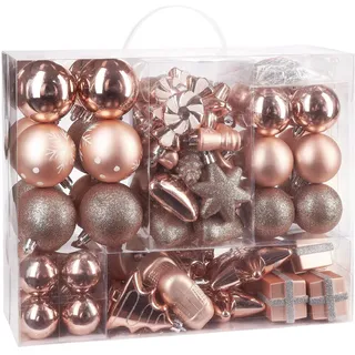 Brubaker Weihnachtskugeln 807704, rosegold, Kunststoff, Set mit 77 Teilen