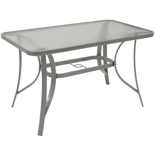 DEGAMO Gartentisch Esstisch Glastisch Tisch 120x70cm, Metall grau + Sicherheitsglas