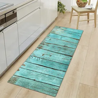 XQKXHZ Türkis Küchenteppiche Und Matten Waschbarer Landhausstil Teppich Küchenläufer rutschfeste Komfort-Küchenmatte Teppichläufer Für Küchen Flur Esszimmer Waschküche,3,60x180cm/24 x71