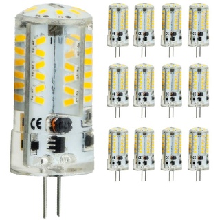 G4 LED Lampen, 1.5W 3W 4W 4.5W,12V, 360 ° Abstrahlwinkel, Warmweiß 3000K, nicht dimmbar Silikon LED Glühbirne, Packung mit 12 (AC DC 4.5W)