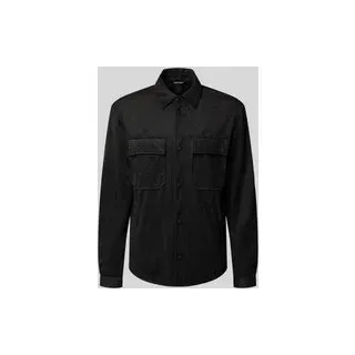 Regular Fit Hemdjacke in Leder-Optik Modell 'Dakar', Black, 52