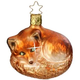 INGE-GLAS Christbaumschmuck Fuchs 6,5cm mundgeblasenes Glas handbemalt - Weihnachtsbaumschmuck Rotfuchs Orange Braun - Weihnachtsdeko Anhänger Waldtiere - Weihnachtskugeln & Glasfiguren Tiere