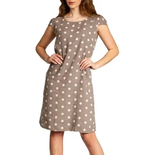 Caspar Sommerkleid SKL024 knielanges Damen Sommer Leinenkleid mit Punkte Print Luftig leicht, figurumspielende Form, mit seitlichem Jersey-Einsatz grau XXL - DE44 UK16 IT48 ES46 US14