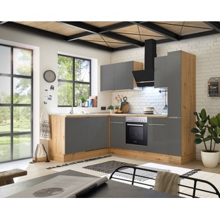 Küche Küchenzeile Winkelküche Marleen Premium 250 cm Grau Artisan Eiche Respekta