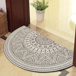 Eseriallen Halbrunde Bodenmatte Anti Rutsch Fussmatte fußmatte türmatte draußen Vintage Teppich fussmatte aussen DoormatBraun Grau Light Luxury F (14) 70cm X 120cm