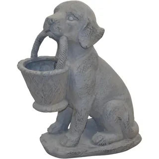 moebel-direkt-online möbel direkt online Pflanzgefäß Hund mit Korb grau