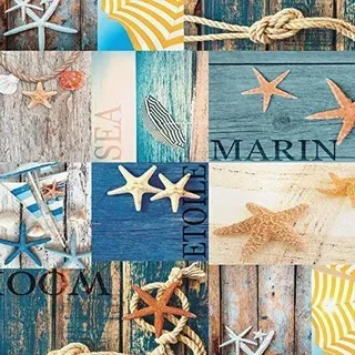 KEVKUS Wachstuch Tischdecke Meterware Maritim Sealife Seestern Marine C147330 Größe wählbar in eckig rund oval (140 x 140 cm eckig)