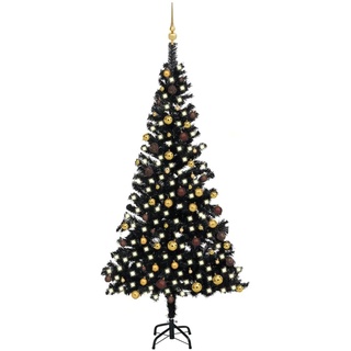 vidaXL Künstlicher Weihnachtsbaum mit LEDs Schmuck Tannenbaum Christbaum Dekobaum Kunstbaum Weihnachten Dekoration Weihnachtsdeko Schwarz 210cm PVC