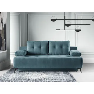 Schlafsofa WERK2 "Oakland" Sofas Gr. B/H/T: 206 cm x 97 cm x 98 cm, Lu x us-Microfaser weich, Schlafsofa mit Bettkasten, blau (türkis) Einzelsofas 2-Sitzer Sofa & Schlafcouch