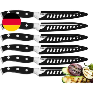 Steakmesser-Set, Wellenschliff, Edelstahl Steakmesser, Pizzamesser, Grillmesser,